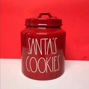 Rae Dunn red Santa’s cookies canister